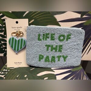 Kate Spade Target “Life of the Party'” hand-Beaded Pouch w Heart Coin Case NWT